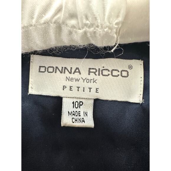 🆕 DONNA RICCO | Petite Dark Blue Silk Corset Fitted Long Sleeve Blouse | 10 - Picture 6 of 7